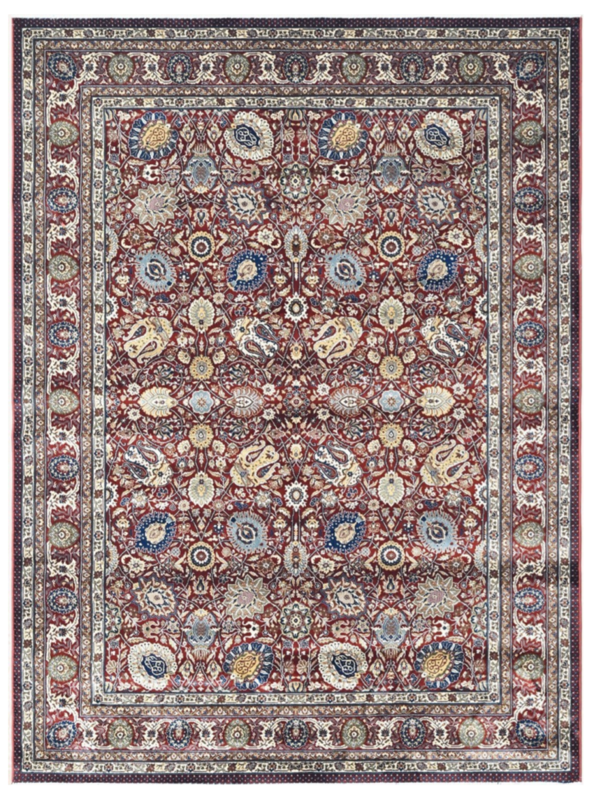 Luxury Persian Silk Rug | Rich Red Traditional Floral Medallion Design | Elegant Oriental Style Area Rug