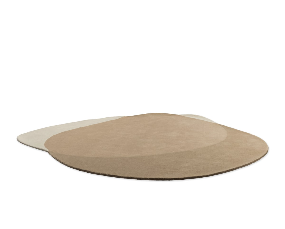 Modern Organic Shape Area Rug – Overlapping Beige & Cream Abstract Design for Contemporary Living Room & Bedroom Décor