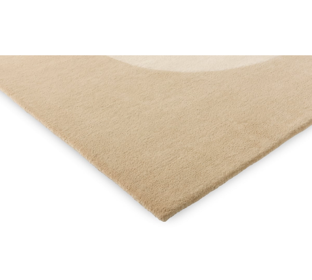 Modern Beige and Ivory Abstract Wool Rug – Handwoven Minimalist Wavy Design Carpet for Living Room & Bedroom Décor