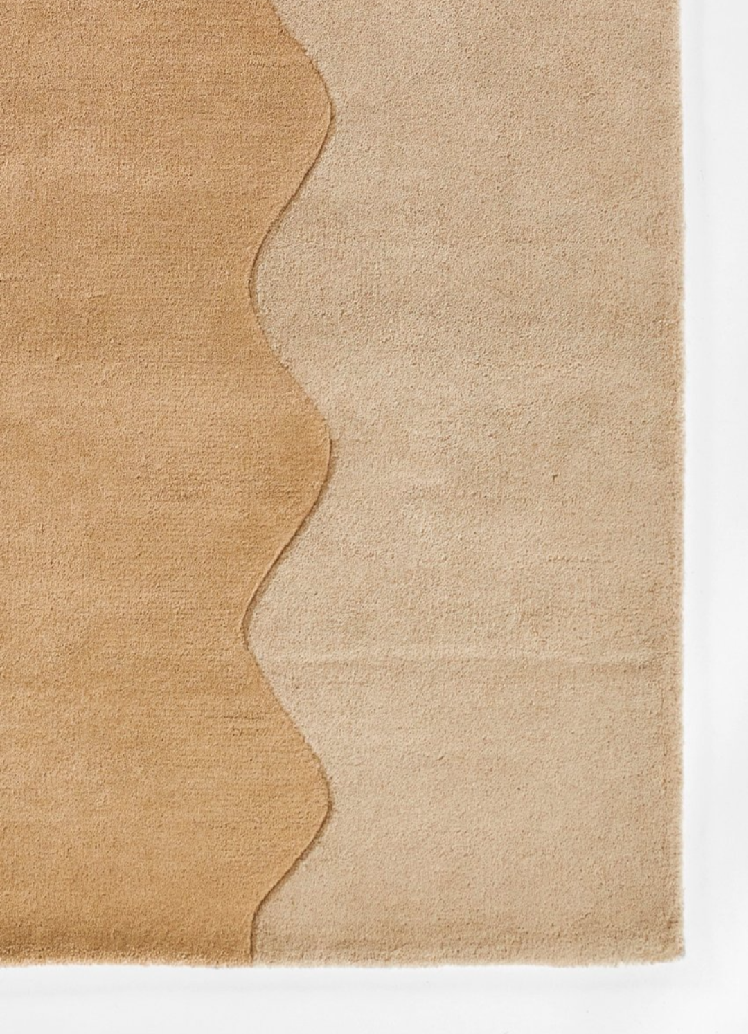 Beige & Tan Wave Edge Modern Area Rug – Minimalist Contemporary Carpet for Living Room, Bedroom & Office Décor