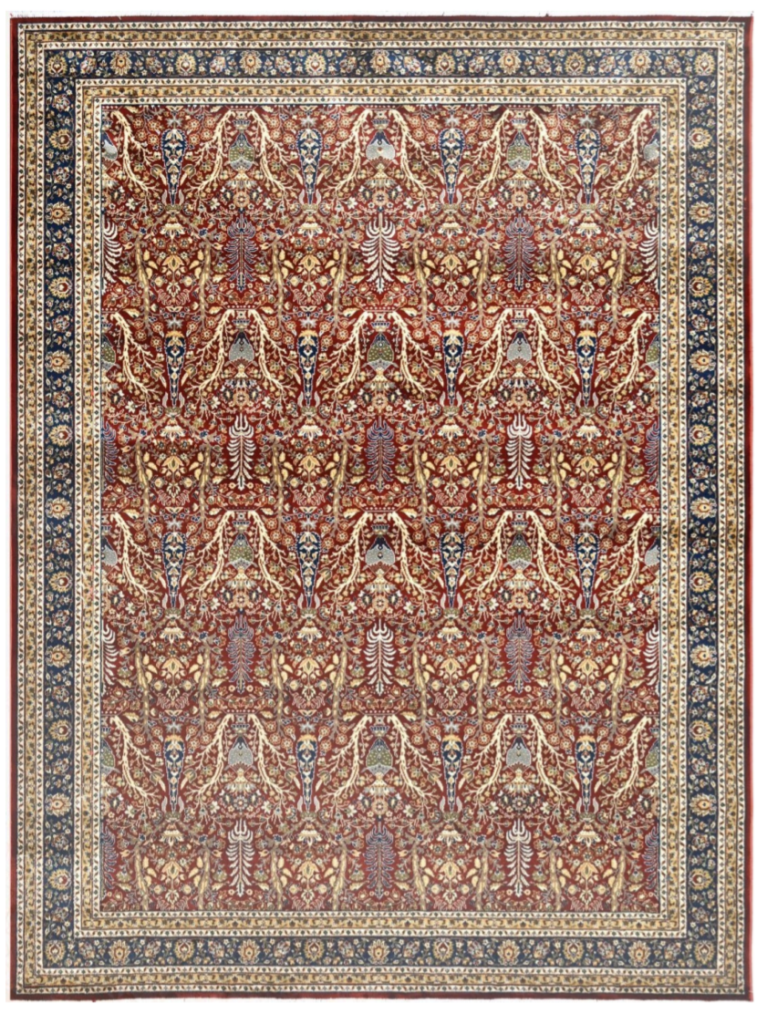 Persian Silk Look Area Rug – Classic Red Floral Luxury Carpet for Living Room