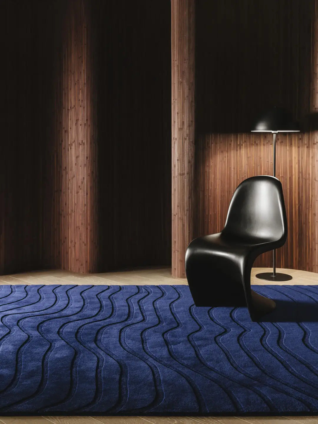 Modern Navy Blue Wave Pattern Area Rug – Luxury Contemporary Carpet for Living Room, Bedroom & Office Décor