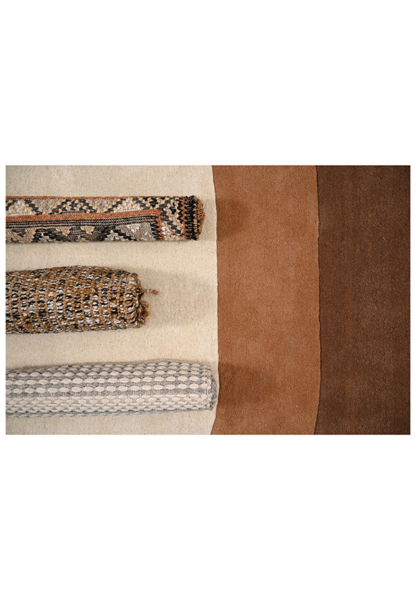 Modern Oval Gradient Rug in Neutral Brown & Beige | Contemporary Hand-Tufted Carpet for Living Room, Bedroom & Office Decor