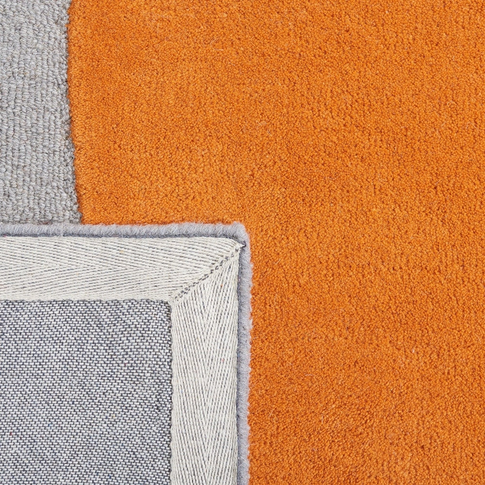 Modern Grey and Orange Abstract Area Rug – Minimalist Geometric Pattern Carpet for Living Room, Bedroom & Office Decor
