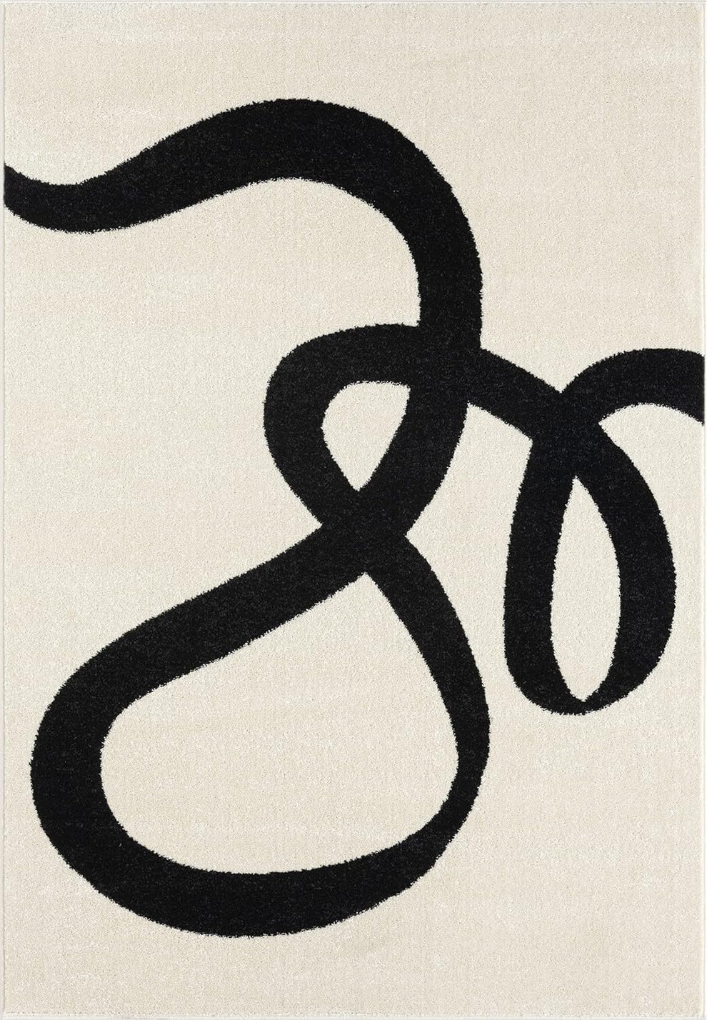 Modern Abstract Black and White Rug – Minimalist Line Art Area Carpet for Living Room, Bedroom & Contemporary Home Décor