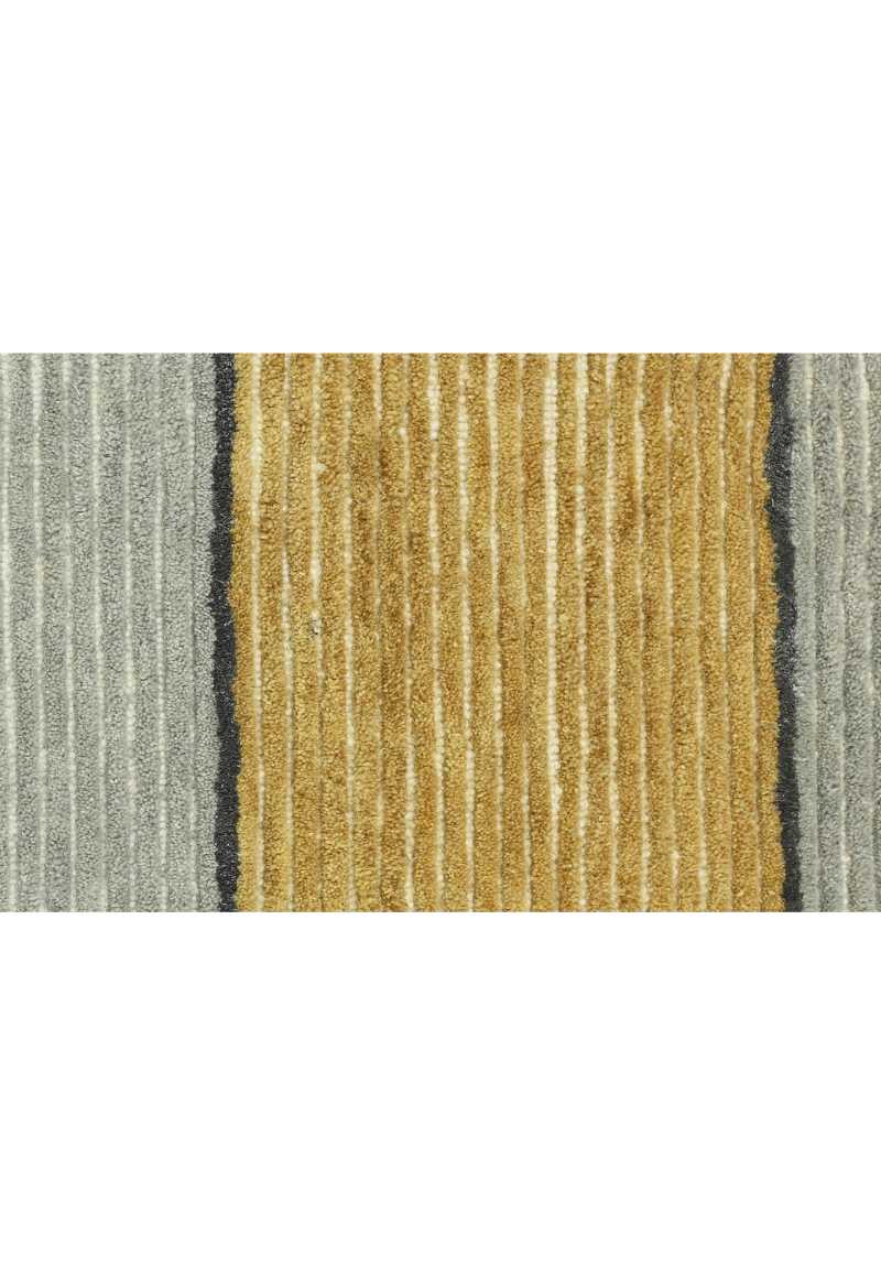 Modern Geometric Hand-Tufted Rug in Grey & Mustard | Contemporary Abstract Line Pattern Carpet for Living Room & Bedroom Decor