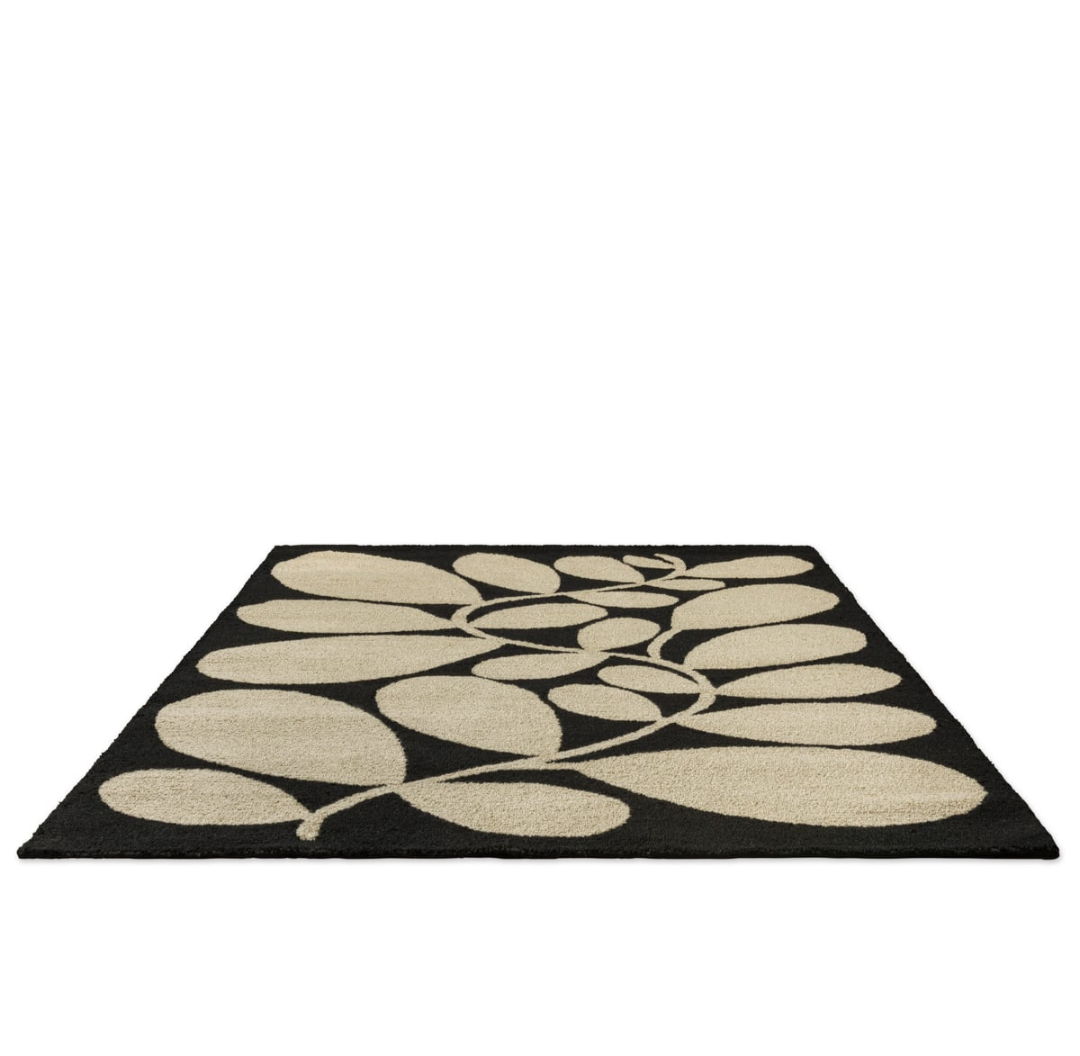 Modern Black and Beige Leaf Pattern Area Rug – Elegant Botanical Design for Living Room, Bedroom & Office Décor