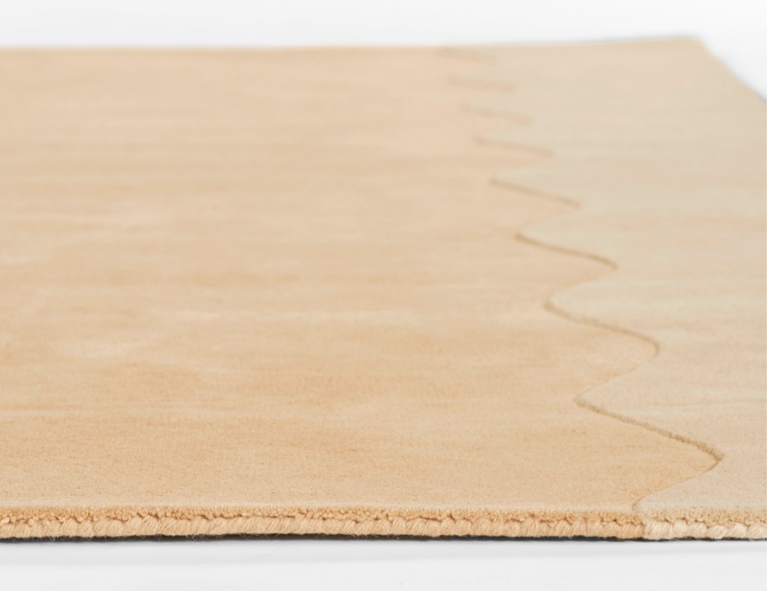 Beige & Tan Wave Edge Modern Area Rug – Minimalist Contemporary Carpet for Living Room, Bedroom & Office Décor