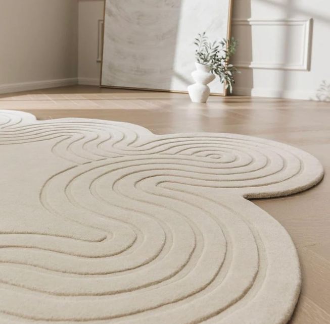Sculpted Tufted Rug with Organic Wave Patterns Nuha Rugs