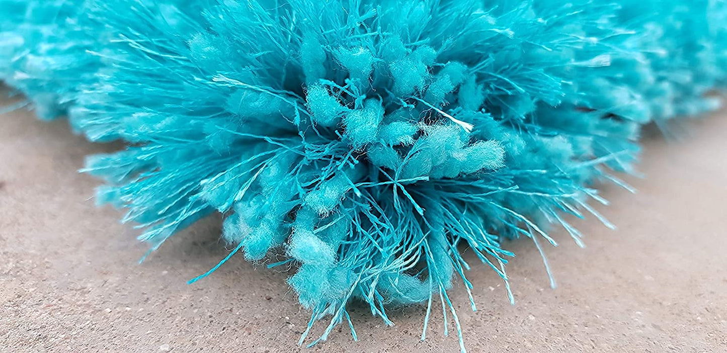 Handcrafted Super Soft Microfiber Shaggy Turquoise Carpet Nuha Rugs