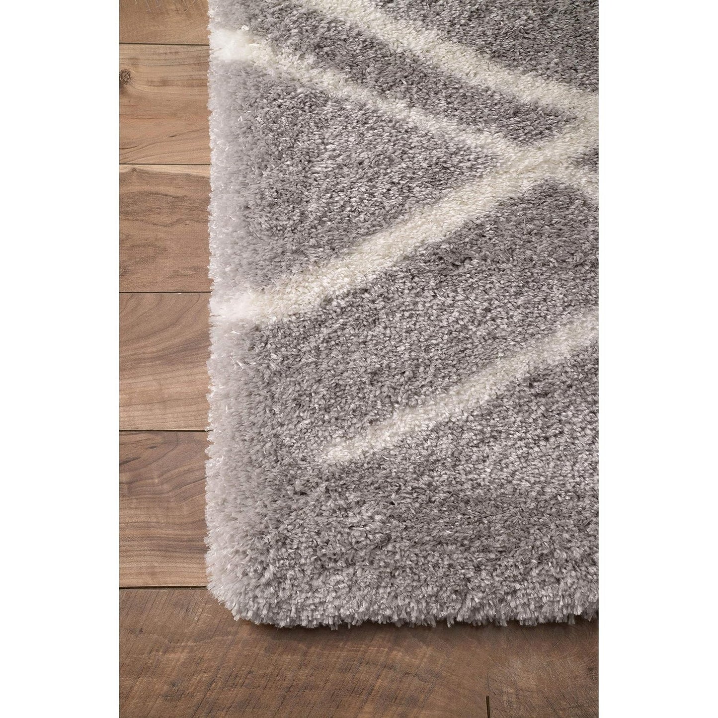 Handcrafted Super Soft Microfiber Shaggy Grey Ivory Cross Carpet Nuha Rugs