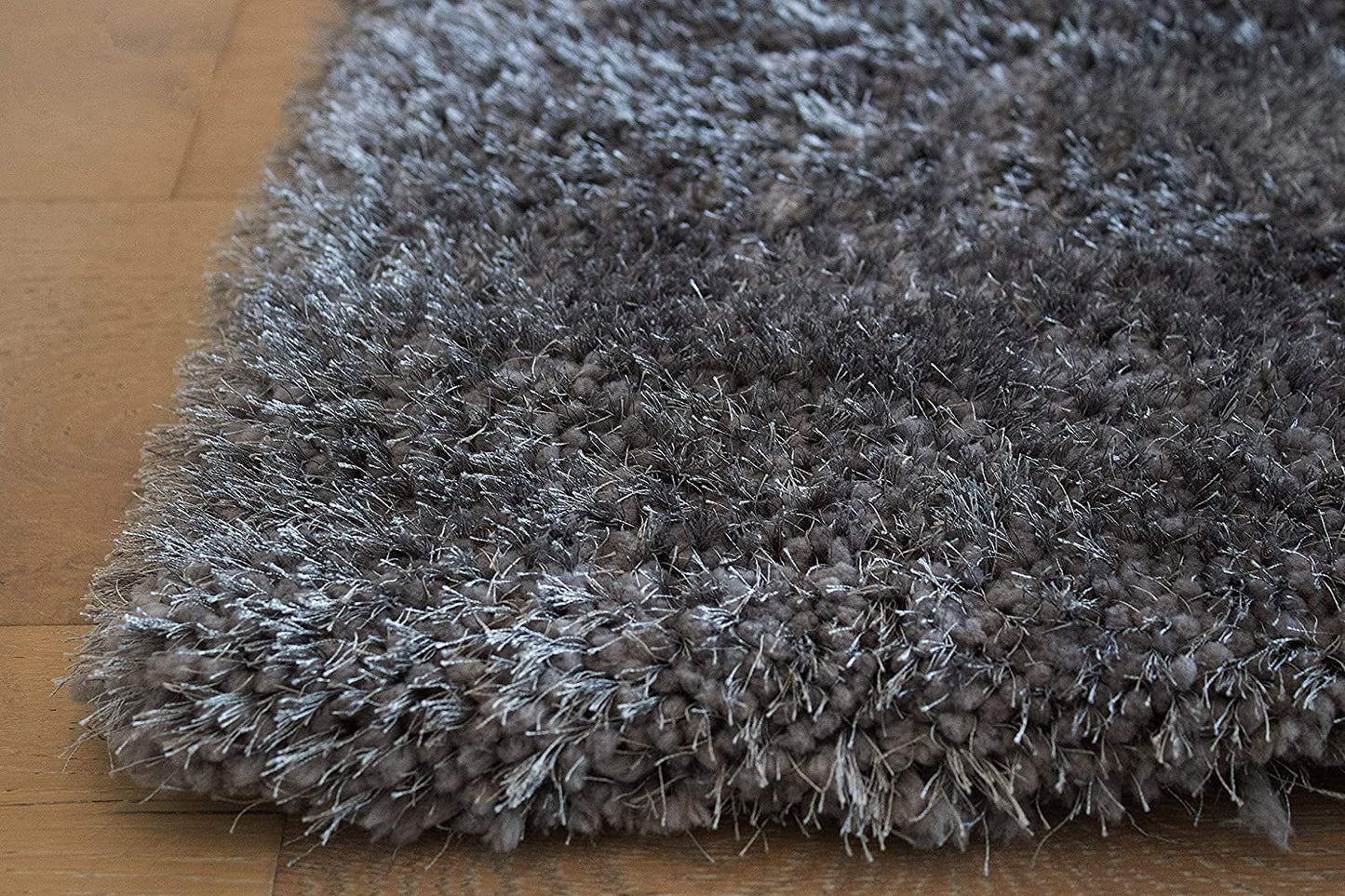 Handcrafted Super Soft Microfiber Shaggy Dark Grey Carpet Nuha Rugs