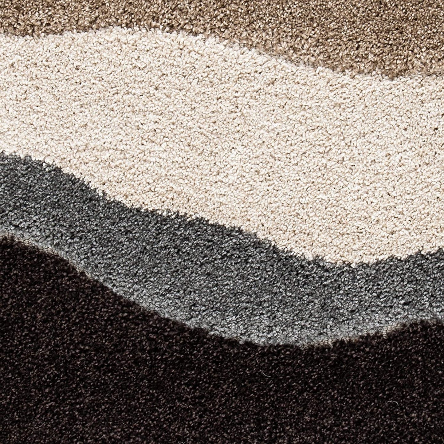 Handcrafted Super Soft Microfiber Shaggy Brown Beige Ivory Wave Shape Carpet Nuha Rugs
