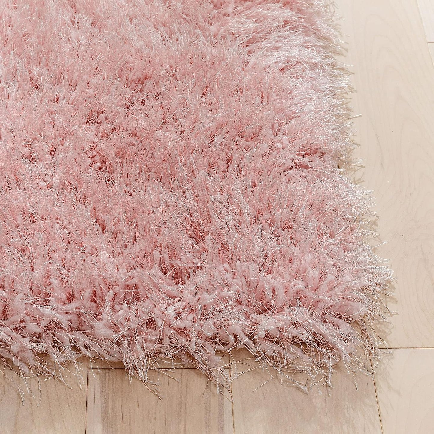 Handcrafted Super Soft Microfiber Shaggy Pink Carpet Nuha Rugs
