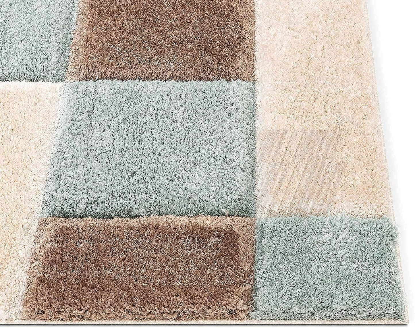 Handcrafted Super Soft Microfiber Shaggy Sky blue Beige Ivory Carpet Nuha Rugs