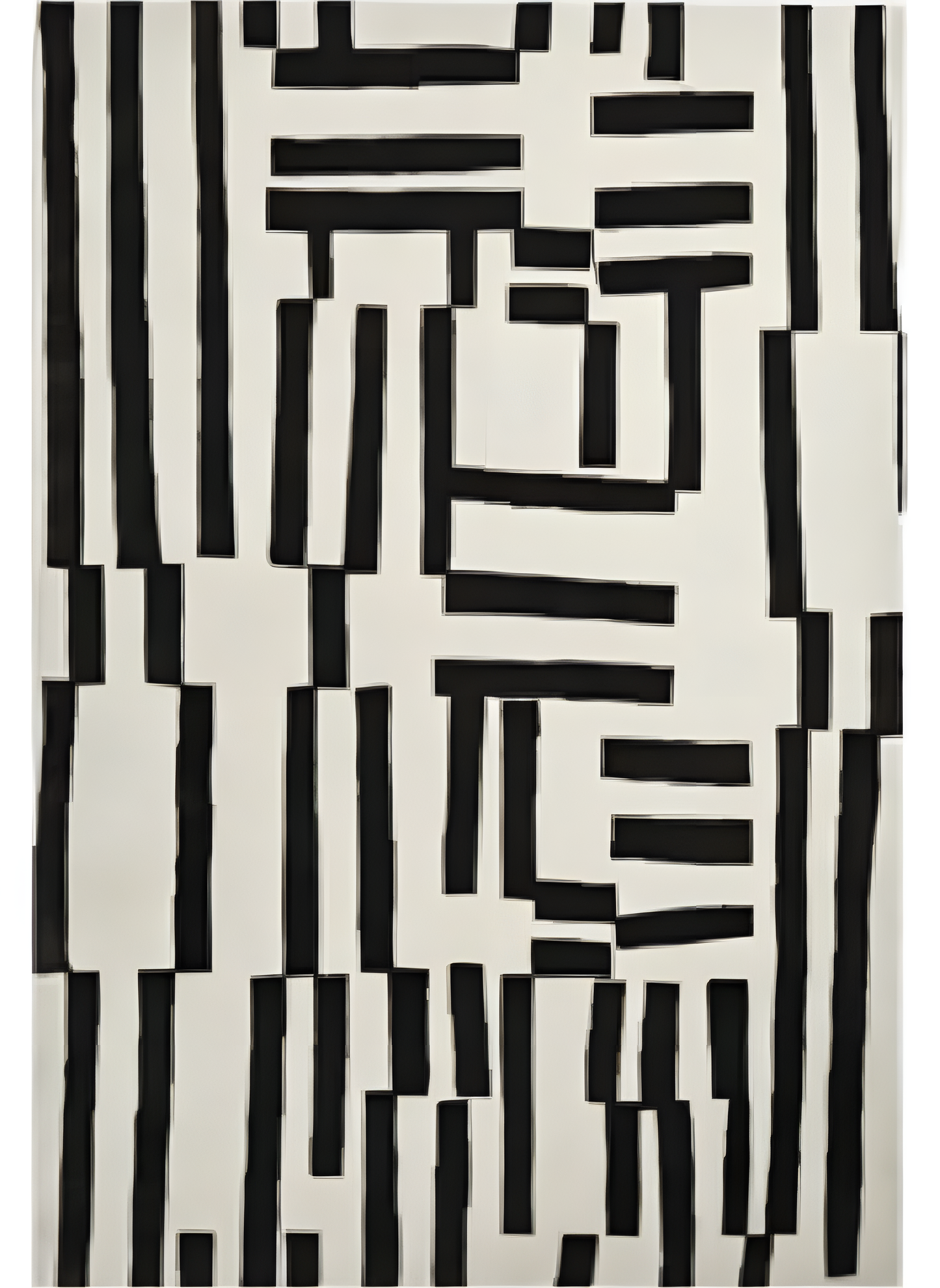 Modern Abstract Hand Tufted Rug – Black & Ivory Geometric Pattern Carpet, Minimalist Area Rug, Contemporary Living Room Decor