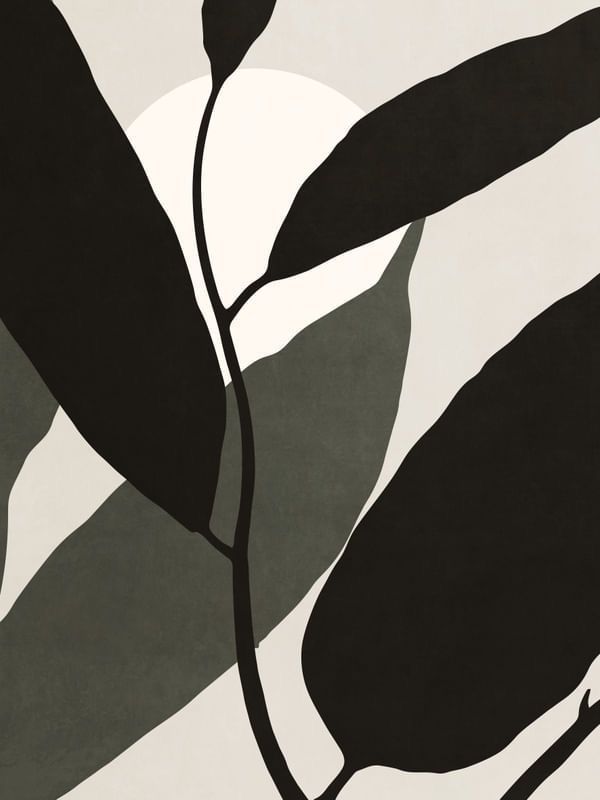 Modern Botanical Abstract Rug – Handwoven Black & Green Leaf Design Carpet with Minimalist Nature Art for Living Room, Bedroom & Contemporary Home Decor