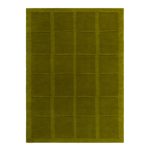 Olive Green Grid Area Rug – Modern Geometric Carpet for Living Room, Bedroom & Contemporary Home Décor