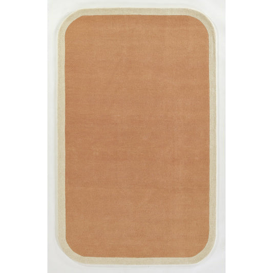 Rust Orange Minimalist Area Rug with Cream Border – Modern Hand-Tufted Carpet for Living Room, Bedroom & Office Décor