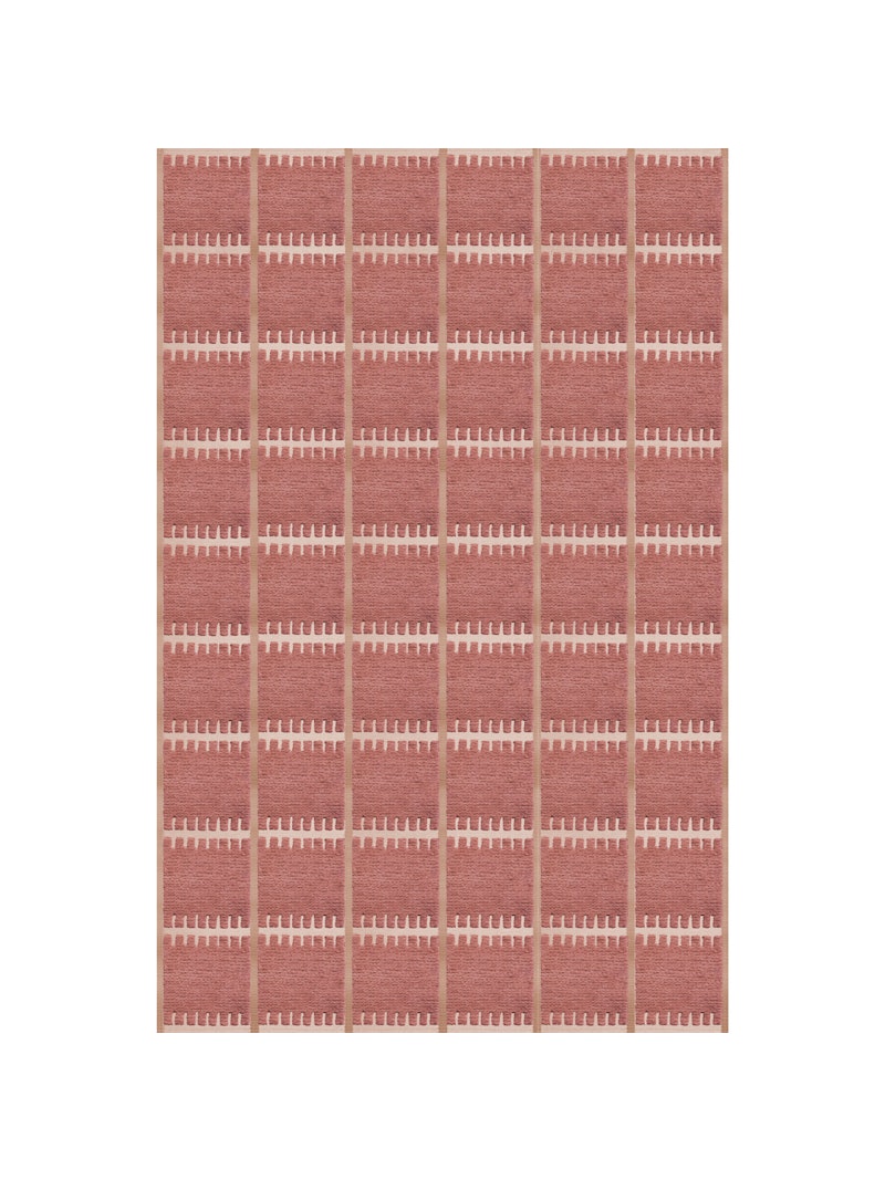 Hand Tufted Modern Geometric Pink Rug – Soft Wool Area Carpet for Living Room & Bedroom