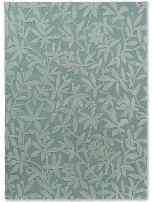 Azure Bloom Hand Tufted Wool Rug – Elegant Floral Vine Design for Modern & Coastal Living Rooms