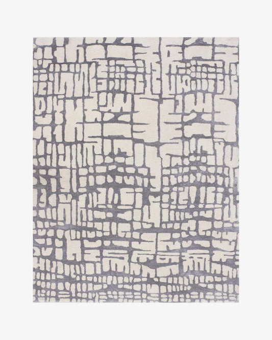 Hand Tufted Abstract Wool Rug – Modern Beige Grey Area Rug for Living Room, Contemporary Handmade Carpet, Luxury Designer Floor Rug