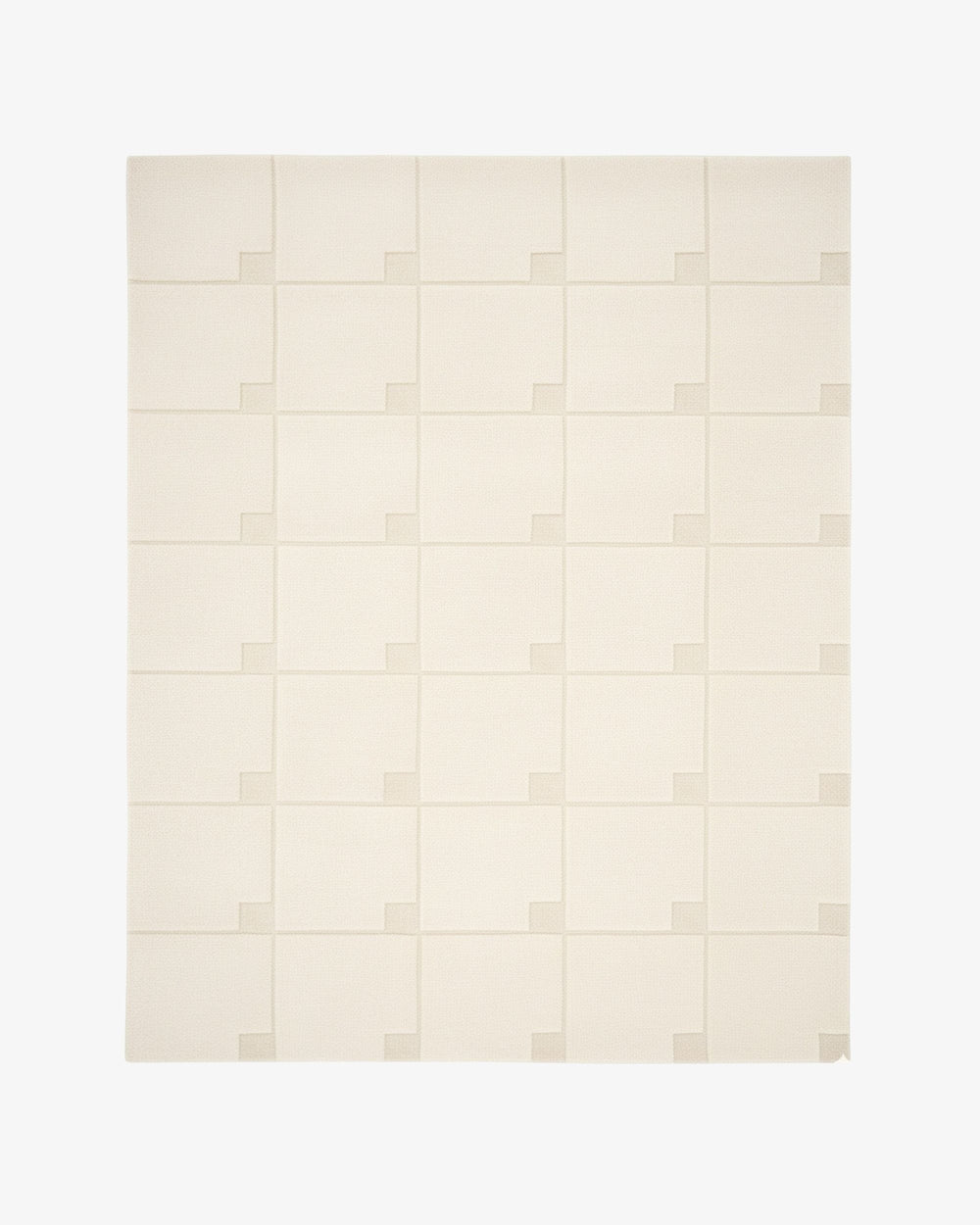 Modern Ivory Hand Tufted Wool Rug – Minimal Geometric Grid Area Rug, Contemporary Neutral Living Room Carpet, Scandinavian Style Handmade Rug
