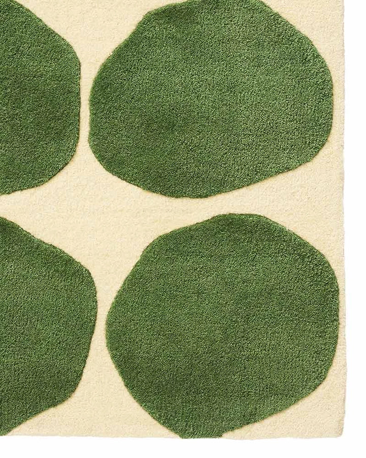 Hand Tufted Green Polka Dot Rug, Modern Scandinavian Area Rug, Abstract Wool Carpet, Minimalist Living Room Rug, Contemporary Bedroom Rug, Handmade Accent Rug, Custom Size