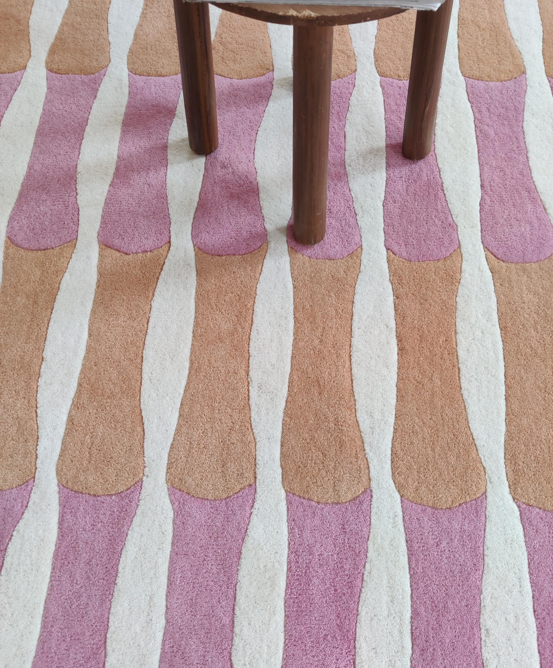 Modern Pink & Orange Geometric Rug | Handmade Wool Carpet for Living Room, Bedroom & Home Décor