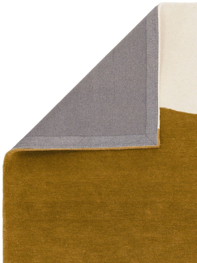 Modern Abstract Landscape Area Rug – Hand-Tufted Wool Carpet in Mustard, Cream & Black for Living Room, Bedroom & Contemporary Home Decor