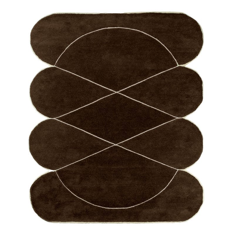 Modern Brown Hand Tufted Rug – Geometric Abstract Wool Area Rug, Scandinavian Minimalist Carpet, Luxury Living Room Bedroom Decor, Contemporary Handmade Rug