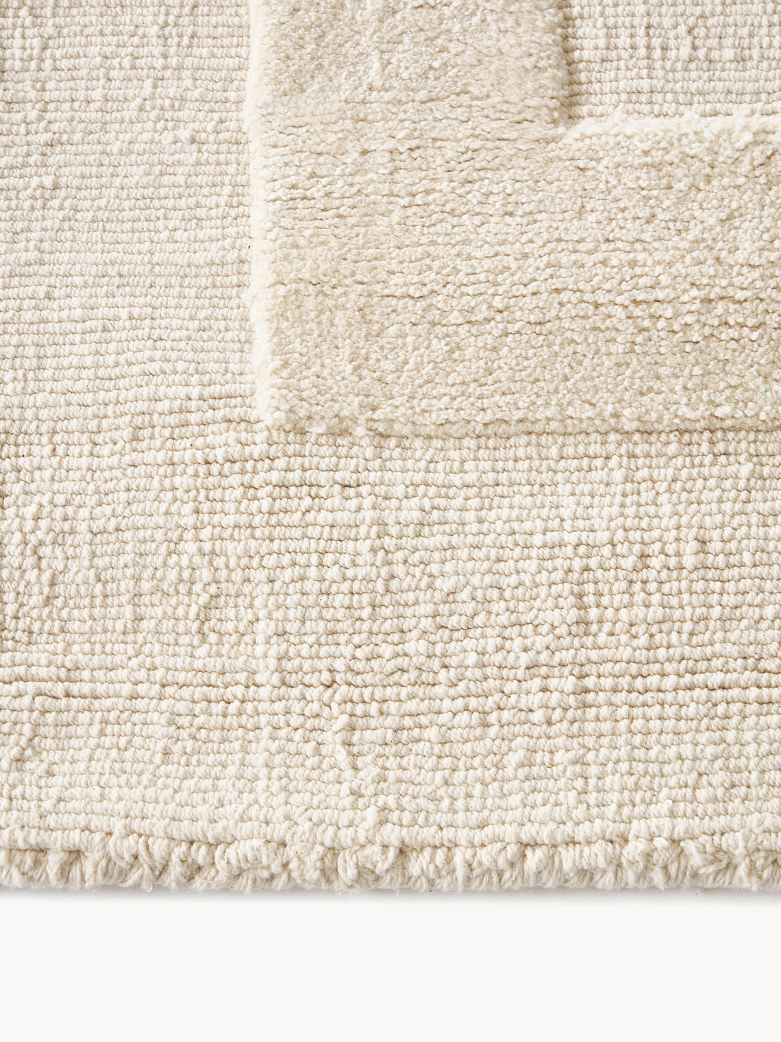 Luxury Cream White Area Rug – Minimalist Modern Carpet with Textured Border for Living Room, Bedroom, or Office