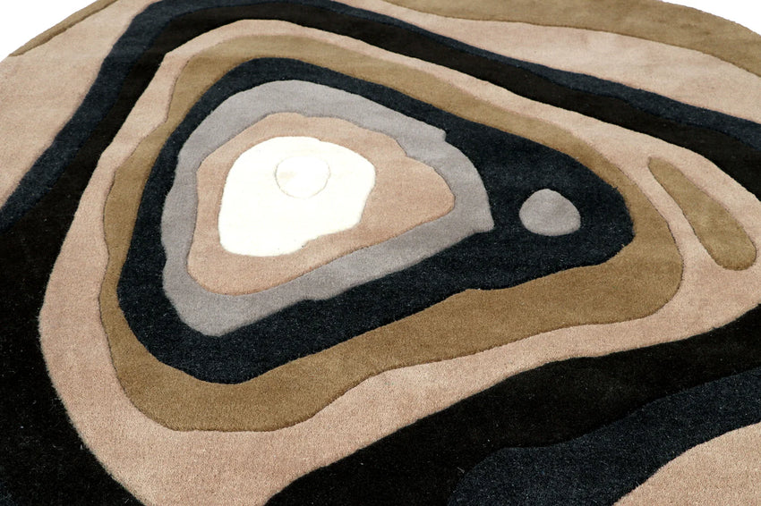 Modern Abstract Layered Geometric Area Rug – Hand Tufted Earth Tone Accent Carpet for Living Room & Bedroom Décor