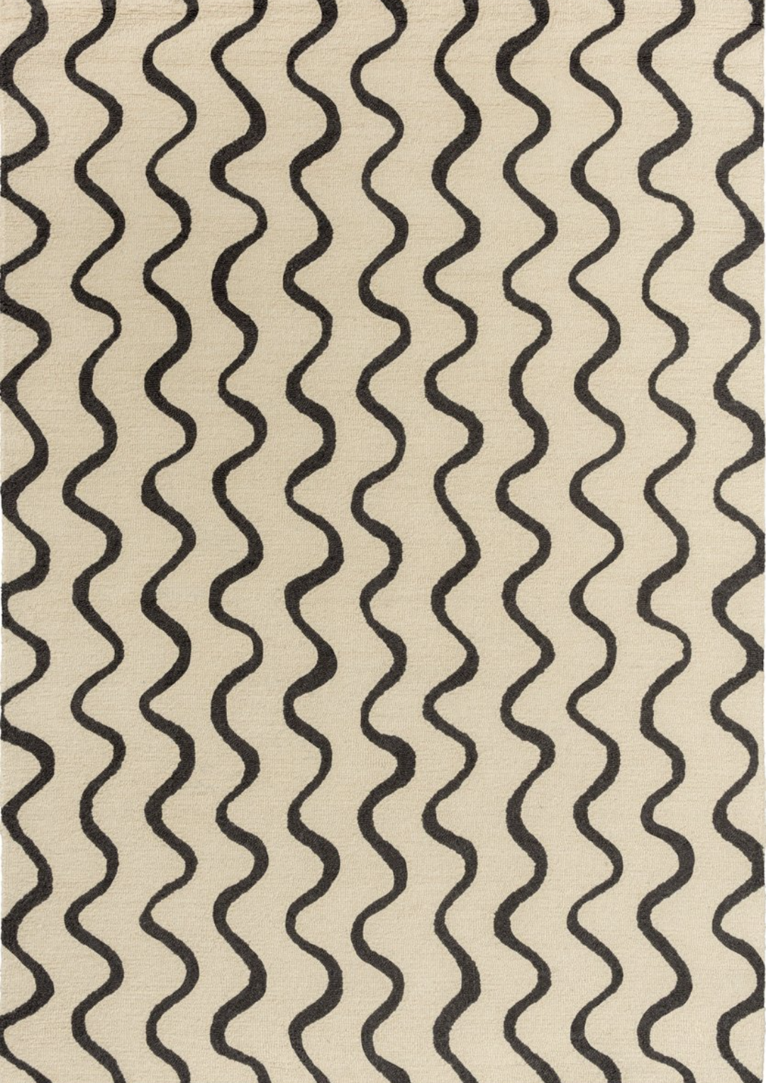 Black & Ivory Wavy Line Area Rug – Modern Geometric Handcrafted Carpet for Living Room, Bedroom & Office Décor