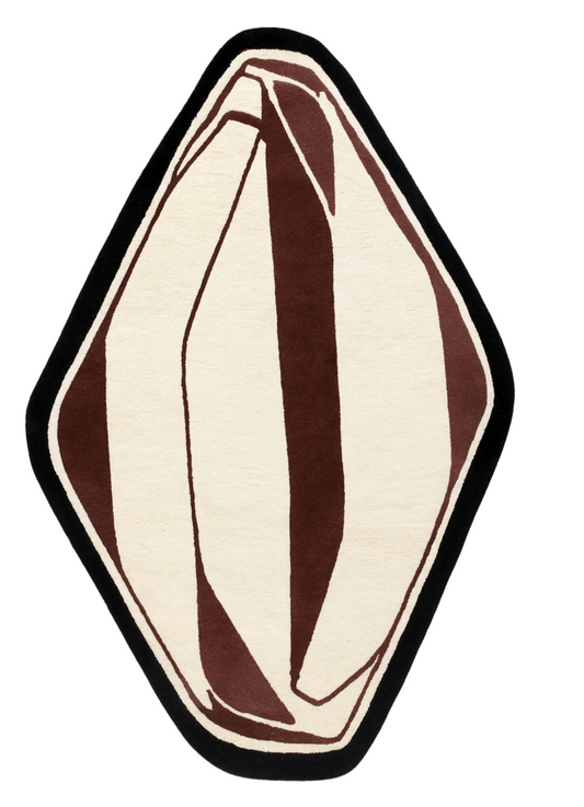 Organic Abstract Hand Tufted Rug – Ivory & Brown Modern Designer Area Rug