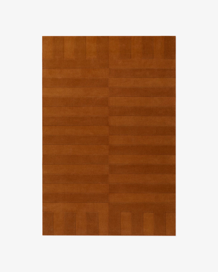 Luxury Hand-Tufted Rust Wool Rug | Textured Linear Design for Modern & Contemporary Spaces