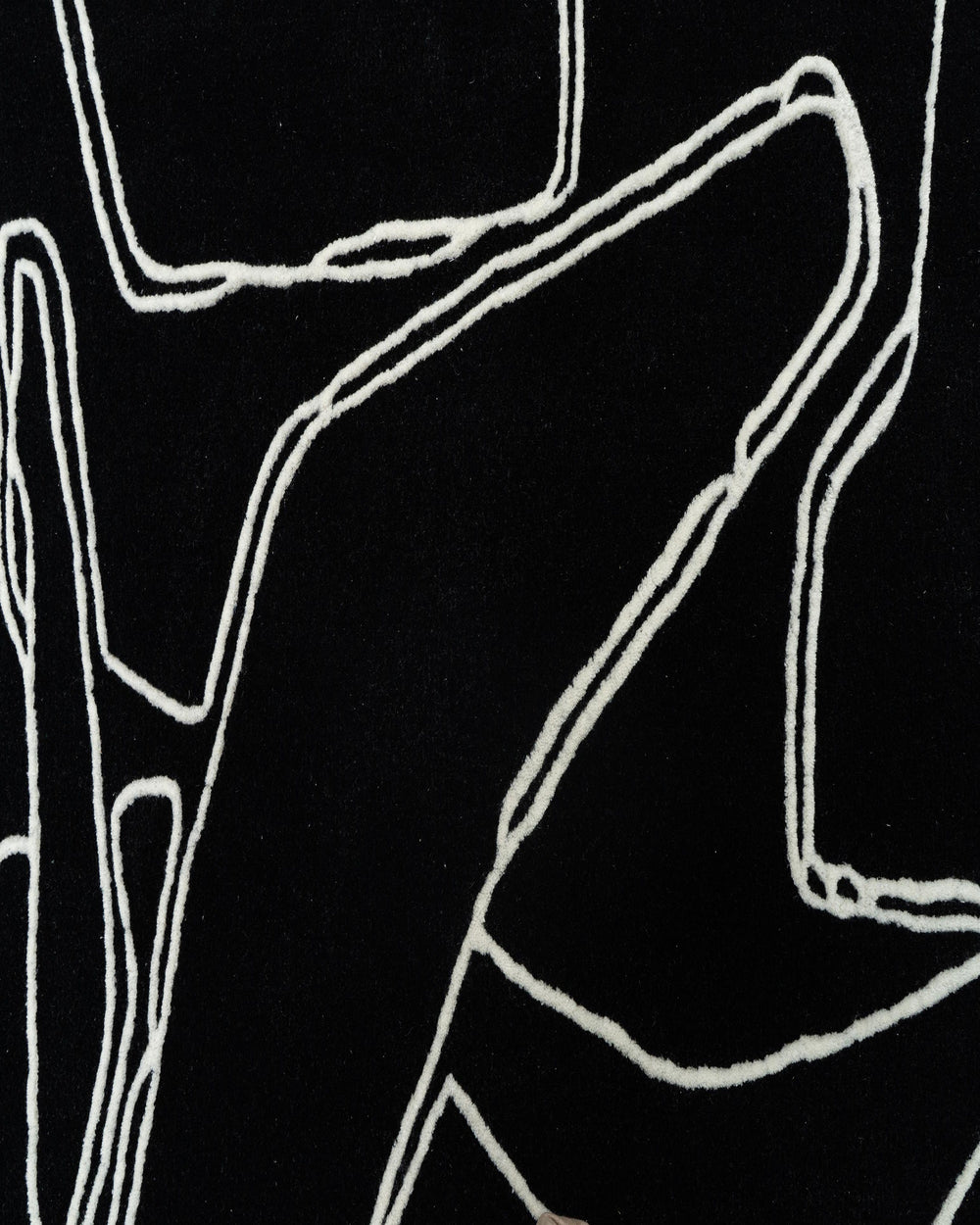 Modern Abstract Hand Tufted Rug – Black Minimalist Line Art Wool Rug, Contemporary Living Room & Bedroom Carpet