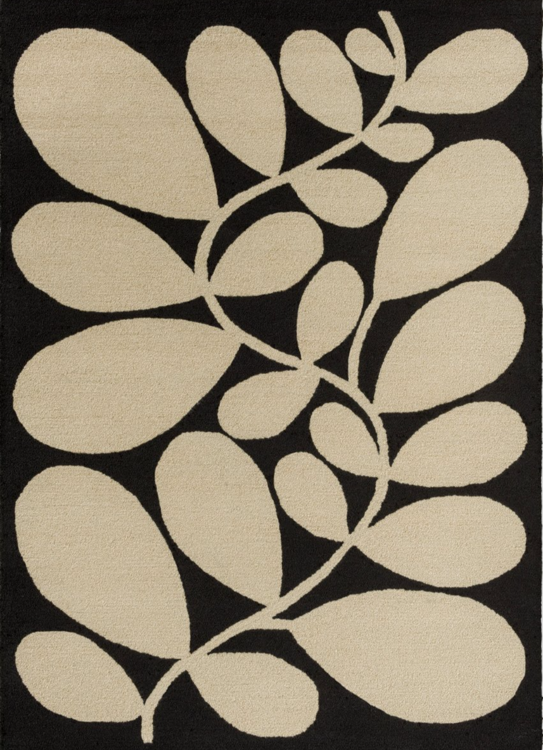 Modern Black and Beige Leaf Pattern Area Rug – Elegant Botanical Design for Living Room, Bedroom & Office Décor
