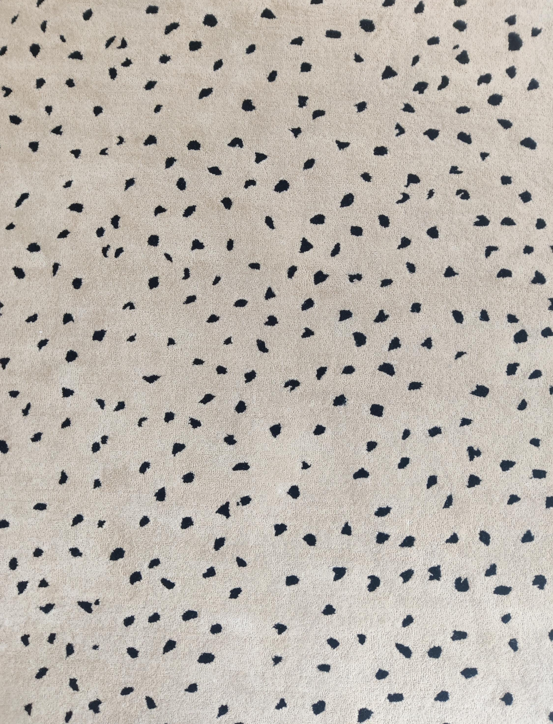 Beige Dalmatian Print Rug with Black Spots | Modern Handmade Wool Carpet for Living Room, Bedroom & Home Décor