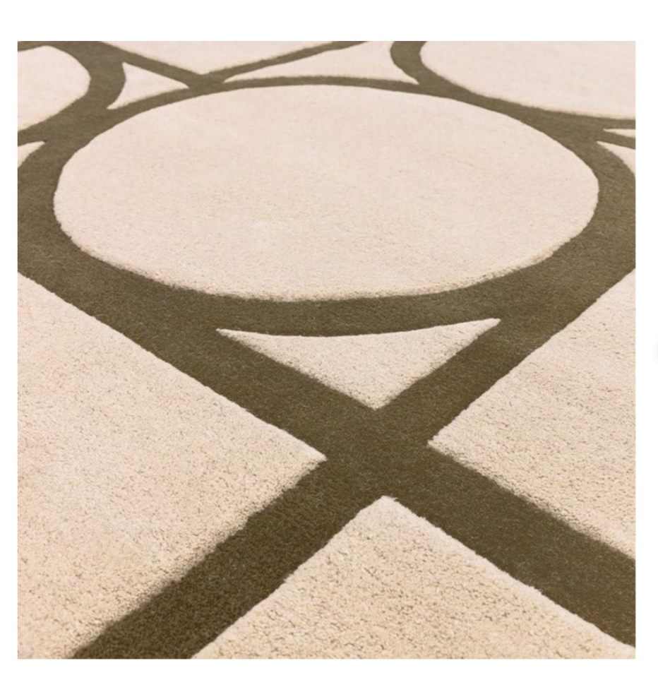 Modern Beige Hand-Tufted Wool Rug with Geometric Pattern – Luxury Area Carpet for Living Room & Bedroom