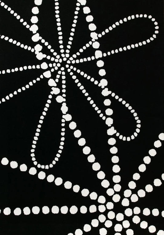 Modern Black and White Abstract Dot Pattern Area Rug | Contemporary Carpet for Living Room & Bedroom