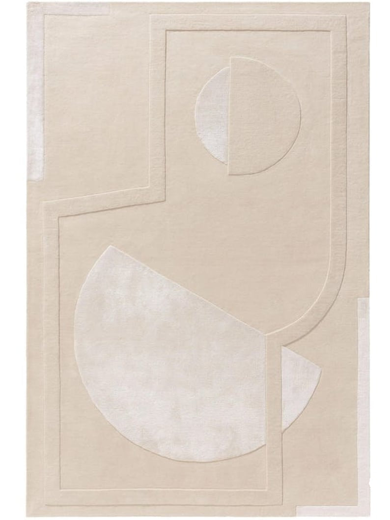 Luxury Hand Tufted Wool & Silk Rug – Modern Minimalist Geometric Area Rug for Living Room Decor