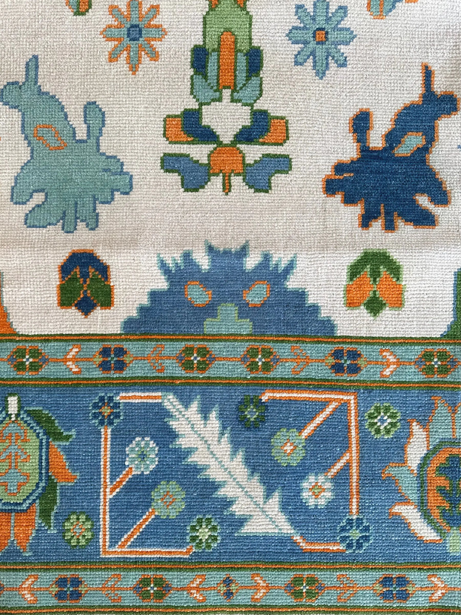 Luxury Hand Knotted Oushak Rug – Authentic Turkish Design | Soft Wool Vintage Style Carpet