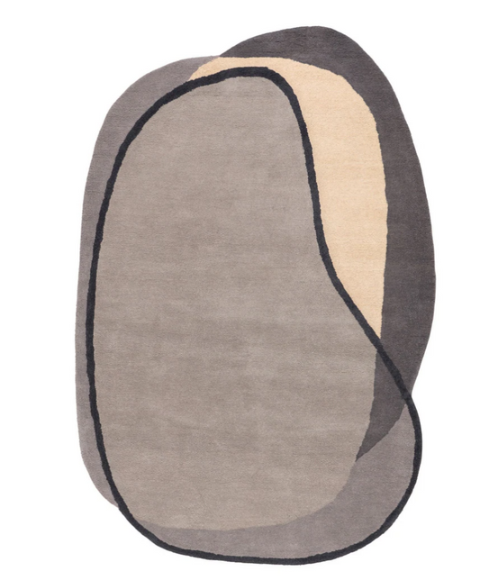 Modern Abstract Irregular Shape Area Rug – Hand-Tufted Organic Shape Carpet in Neutral Tones for Living Room & Bedroom Decor