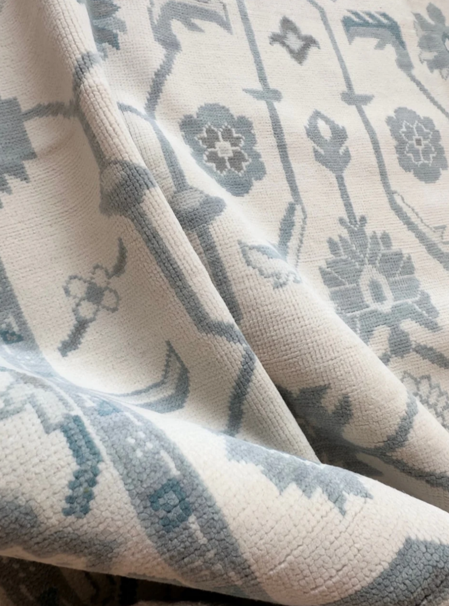 Luxury Hand-Knotted Oushak Rug – Authentic Turkish Design | Soft Wool Vintage Style Area Carpet for Living Room & Bedroom