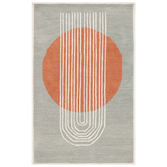 Modern Grey and Terracotta Abstract Area Rug – Minimalist Geometric Pattern Carpet for Living Room, Bedroom & Contemporary Home Decor