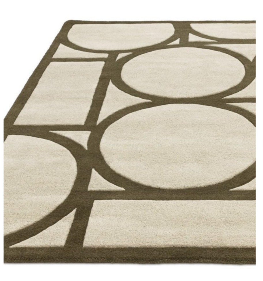 Modern Beige Hand-Tufted Wool Rug with Geometric Pattern – Luxury Area Carpet for Living Room & Bedroom