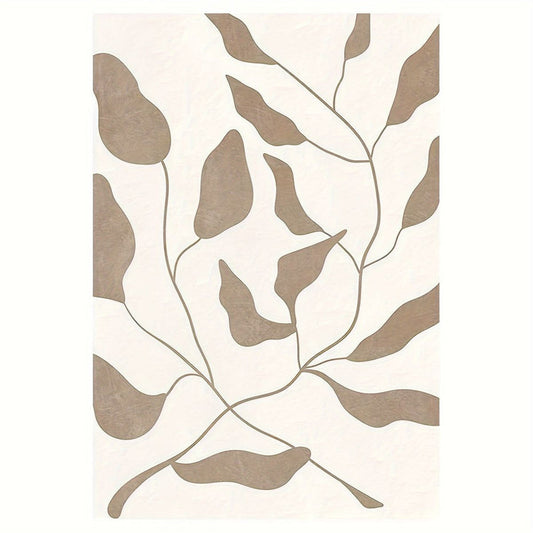 Modern Botanical Wool Area Rug – Handwoven Beige & Neutral Leaf Design Carpet for Living Room, Bedroom & Nature-Inspired Home Decor