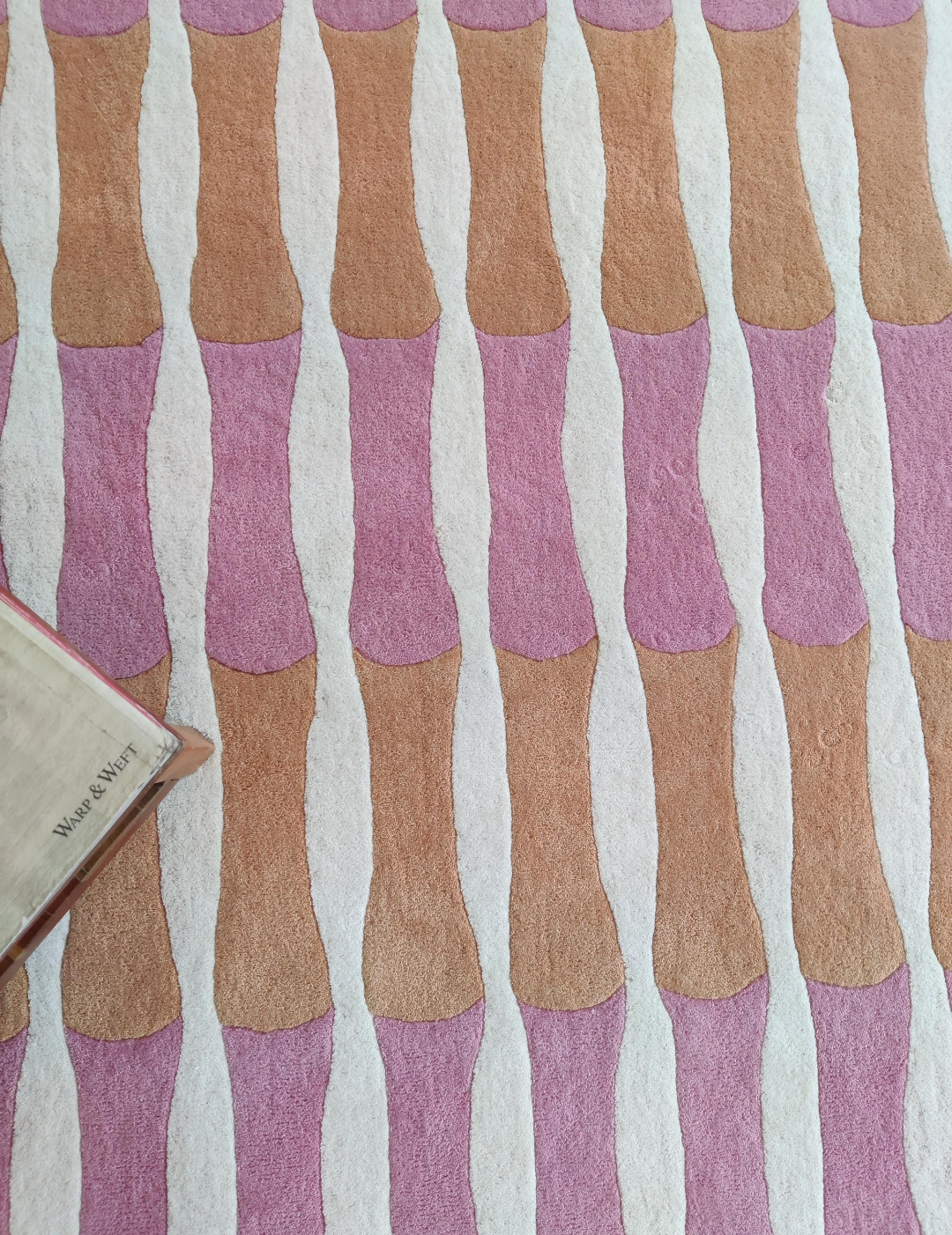 Modern Pink & Orange Geometric Rug | Handmade Wool Carpet for Living Room, Bedroom & Home Décor