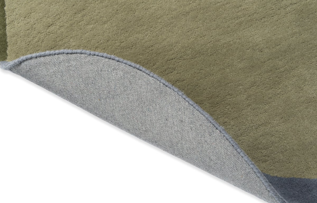 Modern Irregular Shape Abstract Area Rug – Overlapping Blue & Olive Green Contemporary Carpet for Living Room & Bedroom